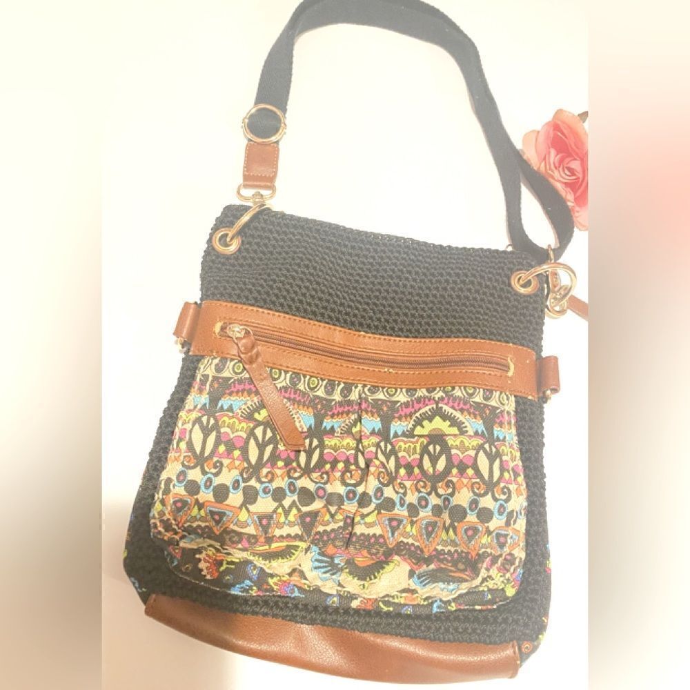 💥 The Sak crocheted floral 🌺 Design Crossbody synthetic shoulder bag 🛍️